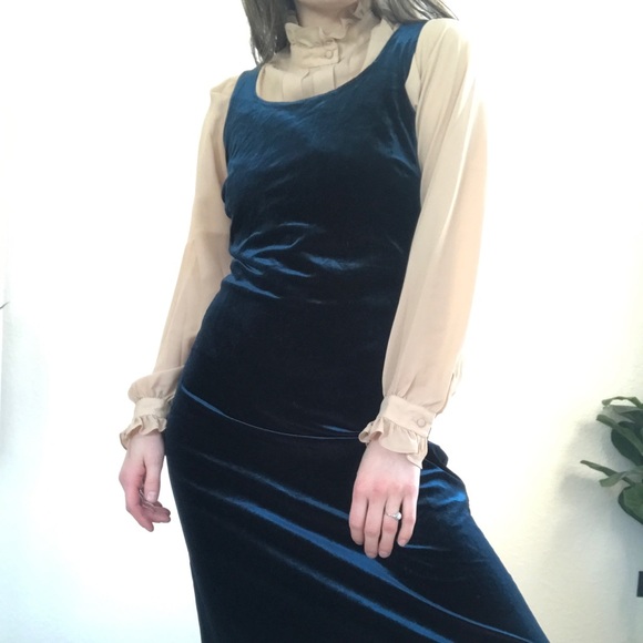Vintage Dresses & Skirts - vintage blue/purple tank long velvet dress